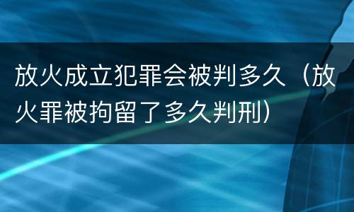放火成立犯罪会被判多久（放火罪被拘留了多久判刑）