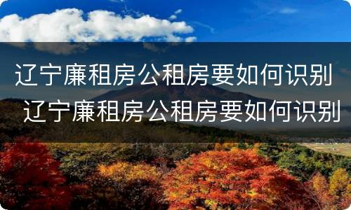 辽宁廉租房公租房要如何识别 辽宁廉租房公租房要如何识别房源