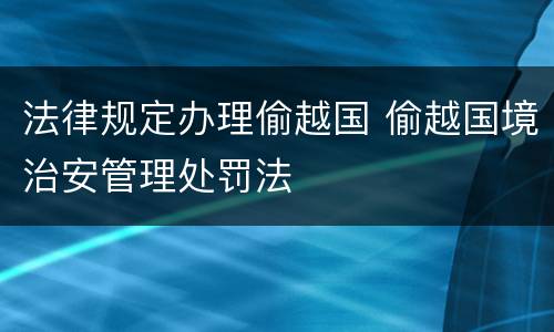 法律规定办理偷越国 偷越国境治安管理处罚法