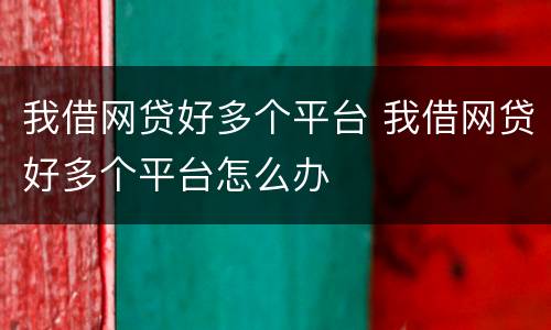我借网贷好多个平台 我借网贷好多个平台怎么办
