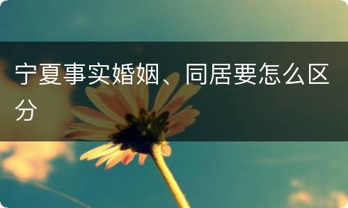 宁夏事实婚姻、同居要怎么区分