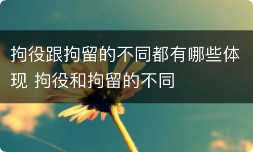 拘役跟拘留的不同都有哪些体现 拘役和拘留的不同