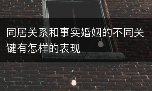 同居关系和事实婚姻的不同关键有怎样的表现