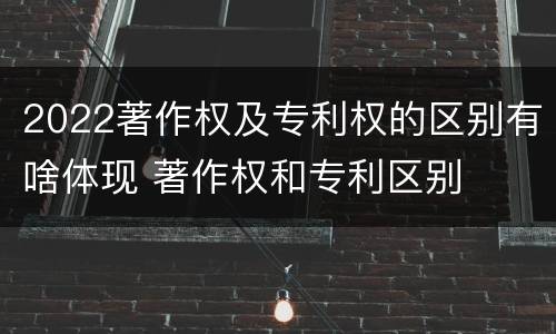 2022著作权及专利权的区别有啥体现 著作权和专利区别