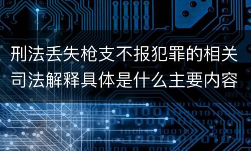 刑法丢失枪支不报犯罪的相关司法解释具体是什么主要内容
