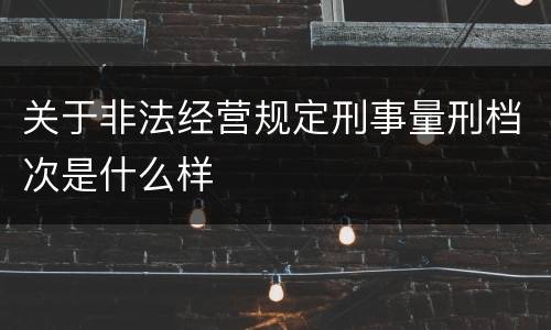 关于非法经营规定刑事量刑档次是什么样