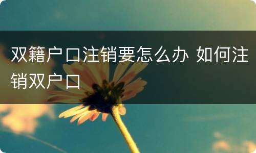 双籍户口注销要怎么办 如何注销双户口