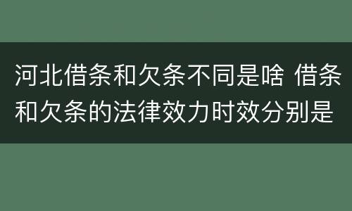 河北借条和欠条不同是啥 借条和欠条的法律效力时效分别是多久