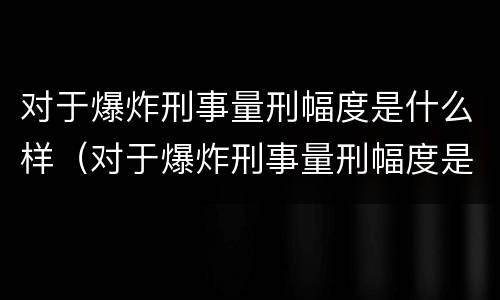 对于爆炸刑事量刑幅度是什么样（对于爆炸刑事量刑幅度是什么样的）