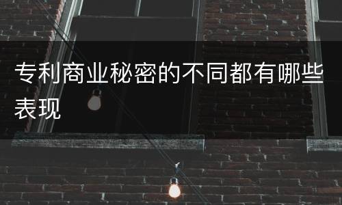专利商业秘密的不同都有哪些表现