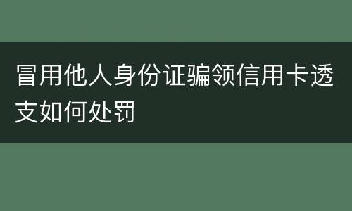 冒用他人身份证骗领信用卡透支如何处罚