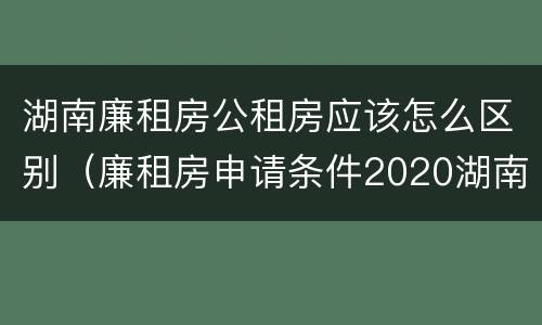 湖南廉租房公租房应该怎么区别（廉租房申请条件2020湖南）