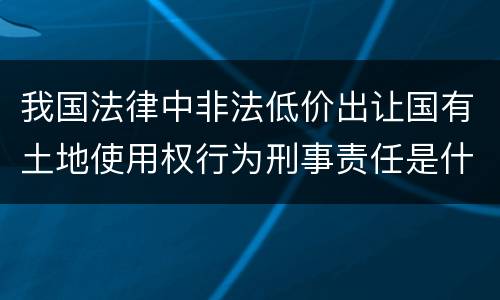 我国法律中非法低价出让国有土地使用权行为刑事责任是什么