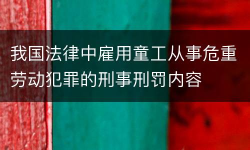 我国法律中雇用童工从事危重劳动犯罪的刑事刑罚内容