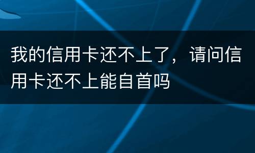 我的信用卡还不上了，请问信用卡还不上能自首吗