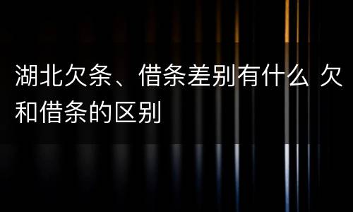 湖北欠条、借条差别有什么 欠和借条的区别