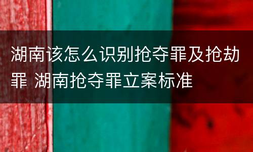 湖南该怎么识别抢夺罪及抢劫罪 湖南抢夺罪立案标准