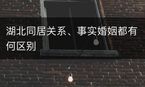 湖北同居关系、事实婚姻都有何区别