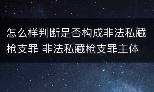 怎么样判断是否构成非法私藏枪支罪 非法私藏枪支罪主体