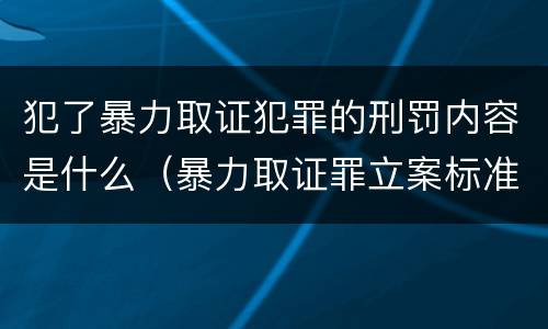 犯了暴力取证犯罪的刑罚内容是什么（暴力取证罪立案标准）