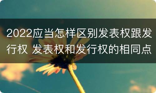2022应当怎样区别发表权跟发行权 发表权和发行权的相同点