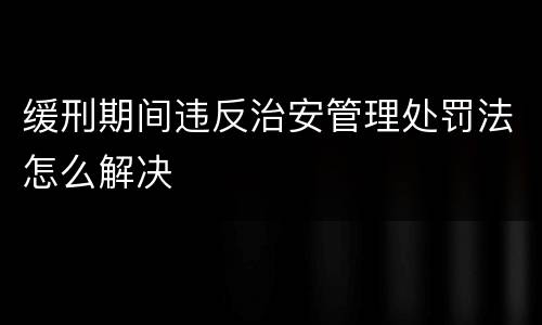 缓刑期间违反治安管理处罚法怎么解决