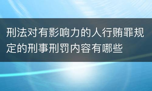 刑法对有影响力的人行贿罪规定的刑事刑罚内容有哪些