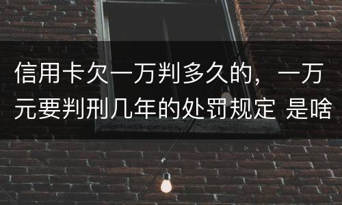 信用卡欠一万判多久的，一万元要判刑几年的处罚规定 是啥