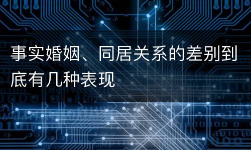 事实婚姻、同居关系的差别到底有几种表现