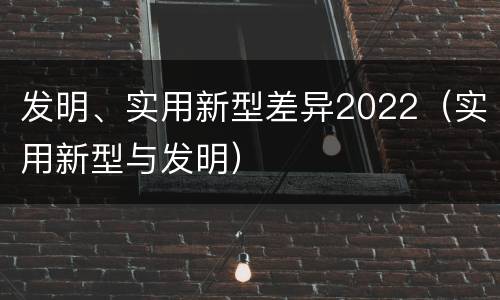 发明、实用新型差异2022（实用新型与发明）