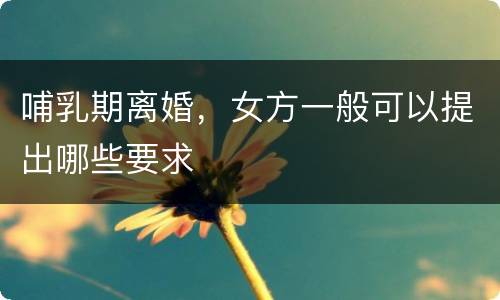 哺乳期离婚，女方一般可以提出哪些要求