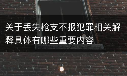 关于丢失枪支不报犯罪相关解释具体有哪些重要内容