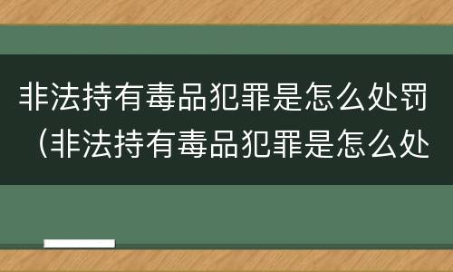 非法持有毒品犯罪是怎么处罚（非法持有毒品犯罪是怎么处罚的）