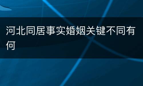 河北同居事实婚姻关键不同有何