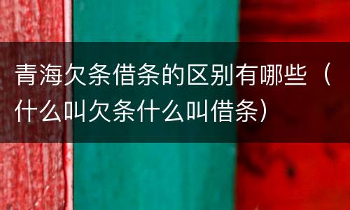 青海欠条借条的区别有哪些（什么叫欠条什么叫借条）