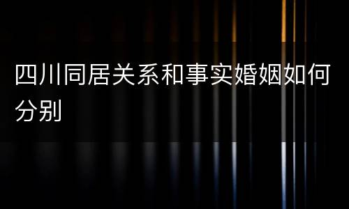 四川同居关系和事实婚姻如何分别