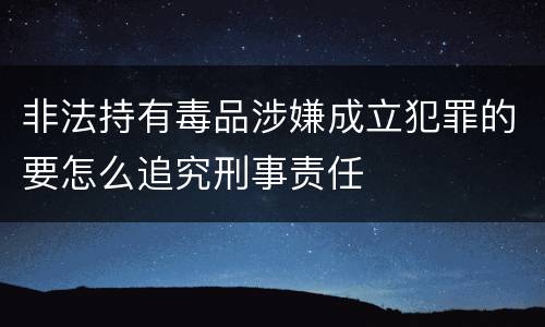 非法持有毒品涉嫌成立犯罪的要怎么追究刑事责任