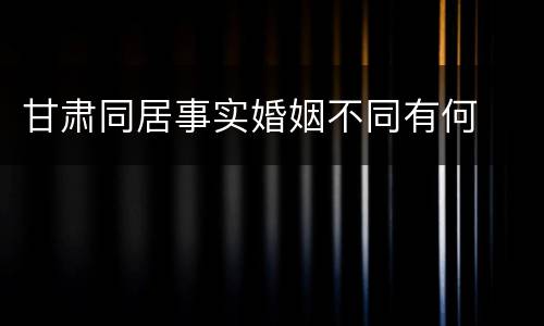 甘肃同居事实婚姻不同有何
