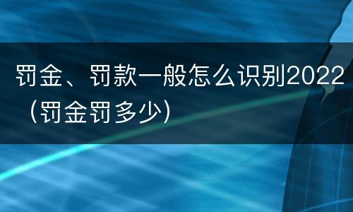 罚金、罚款一般怎么识别2022（罚金罚多少）