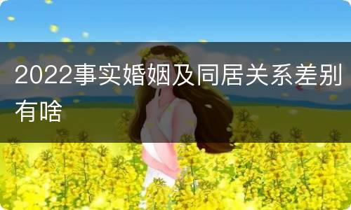 2022事实婚姻及同居关系差别有啥
