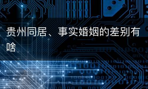 贵州同居、事实婚姻的差别有啥