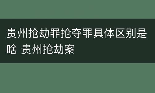 贵州抢劫罪抢夺罪具体区别是啥 贵州抢劫案