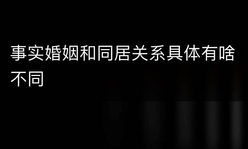 事实婚姻和同居关系具体有啥不同
