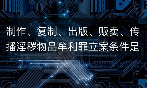 制作、复制、出版、贩卖、传播淫秽物品牟利罪立案条件是什么