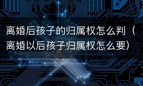 离婚后孩子的归属权怎么判（离婚以后孩子归属权怎么要）