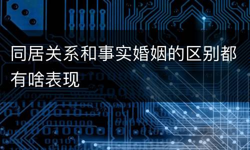 同居关系和事实婚姻的区别都有啥表现