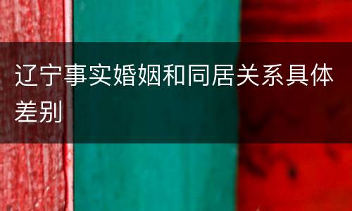 辽宁事实婚姻和同居关系具体差别