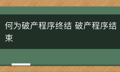 何为破产程序终结 破产程序结束