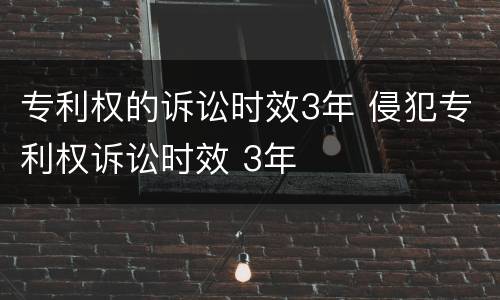 专利权的诉讼时效3年 侵犯专利权诉讼时效 3年