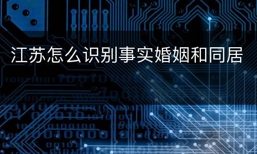江苏怎么识别事实婚姻和同居